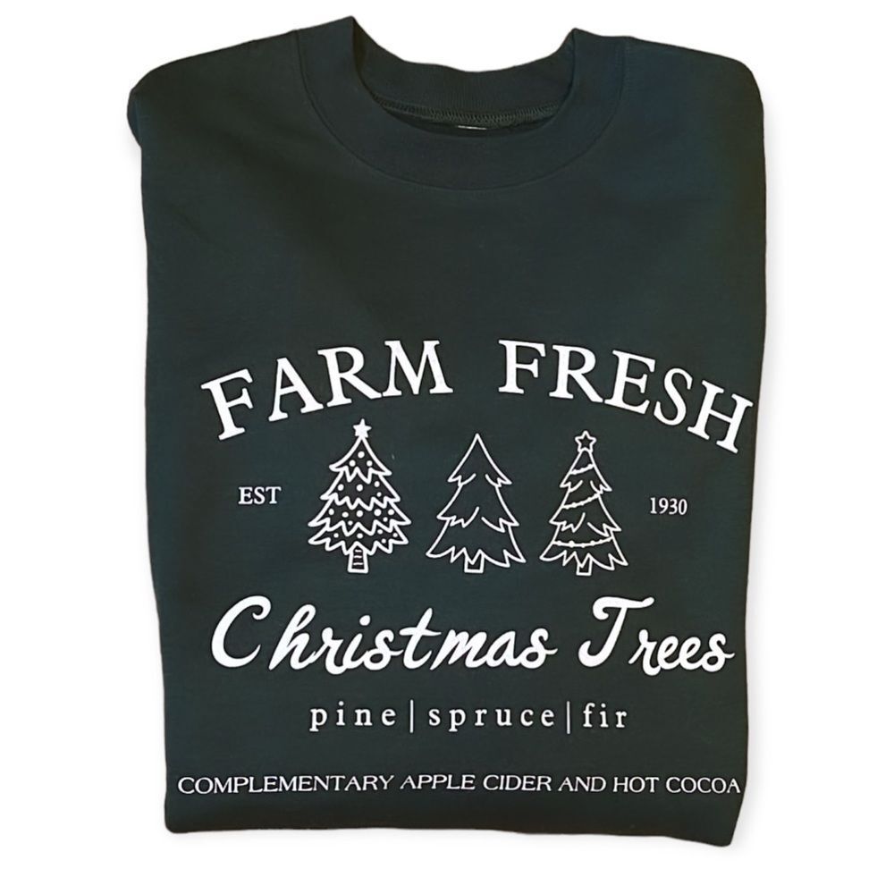 NWT Wool + Pepper Co. Farm Fresh Christmas Trees Unisex Crewneck Sweatshirt